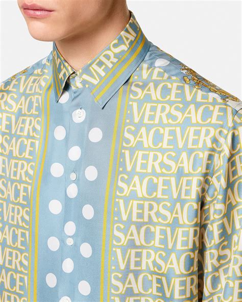 silk versace print dress|Versace silk shirt sale.